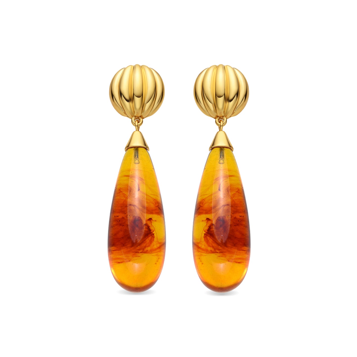 Pendientes con Resina Ambar acabado oro 18k - Orpak