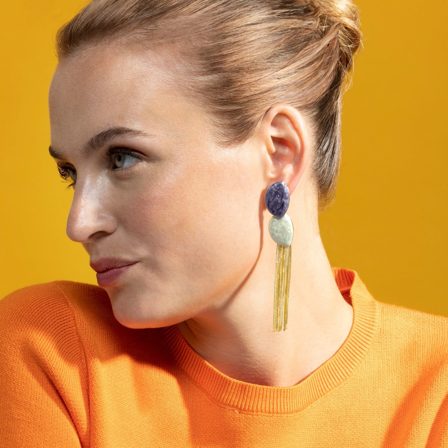 Pendientes con Lacado Azul acabado oro 18k - Gori