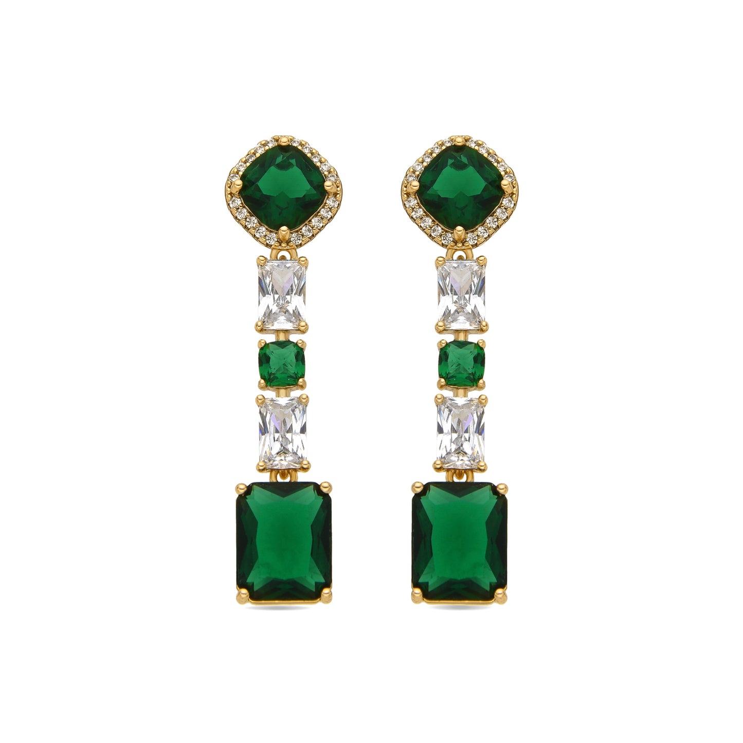 Pendientes con Circonita Esmeralda acabado oro 18k - Layzy