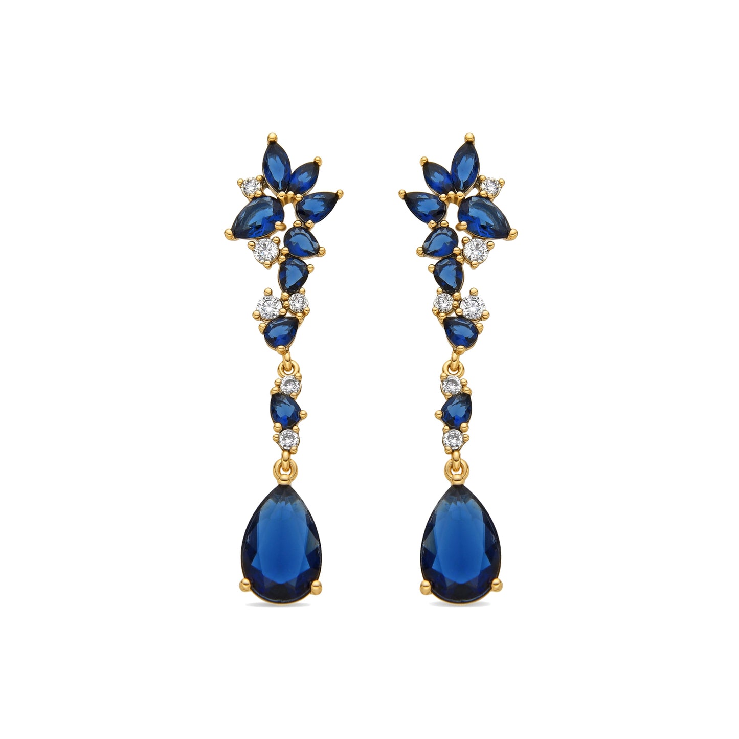 Pendientes con Circonita Zafiro acabado oro 18k - Ulies