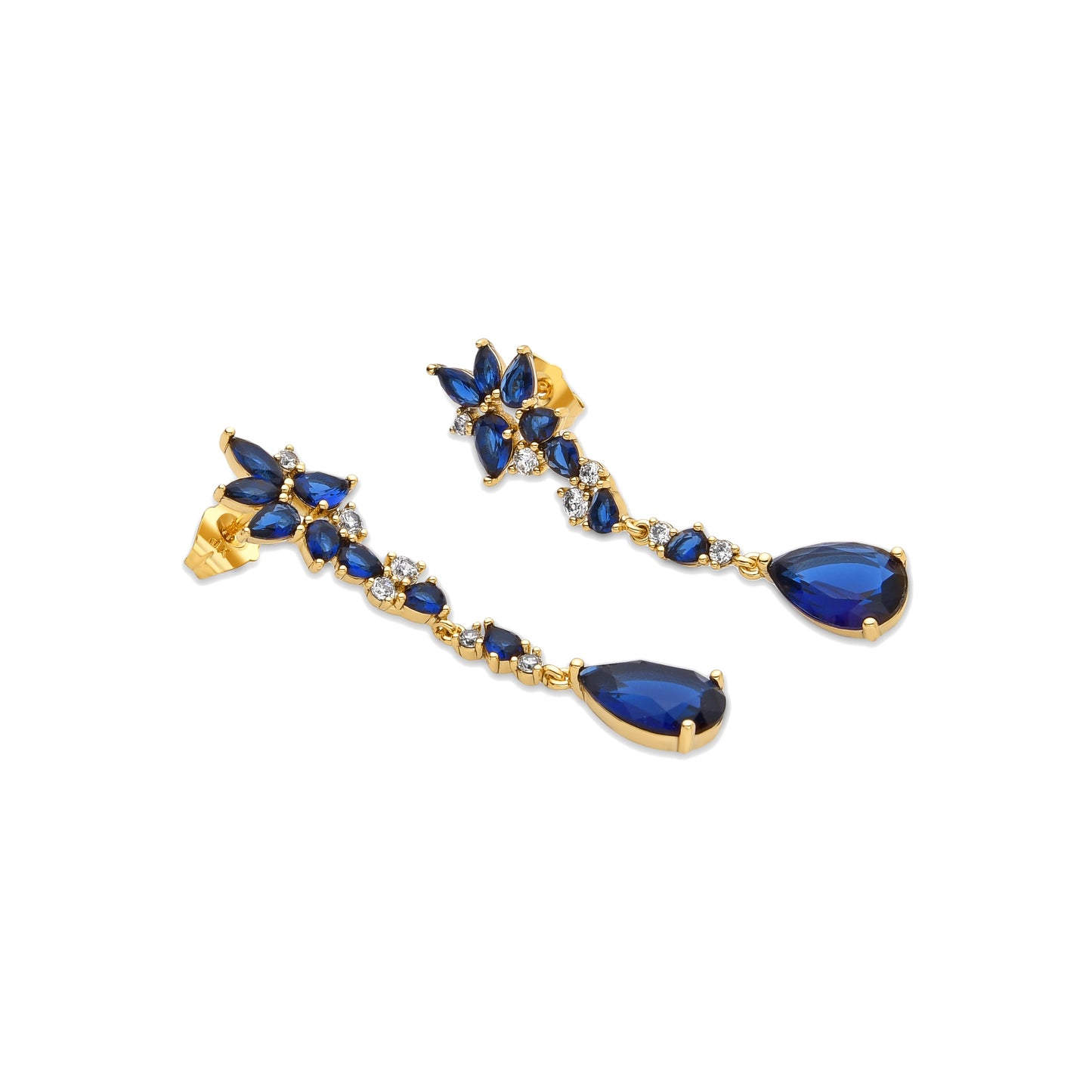Pendientes con Circonita Zafiro acabado oro 18k - Ulies