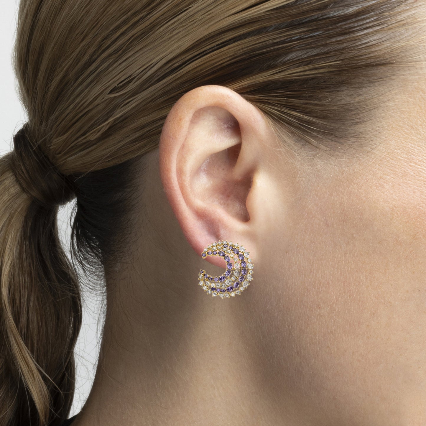 Pendientes con Circonita Multicolor acabado oro 18k - Abdos