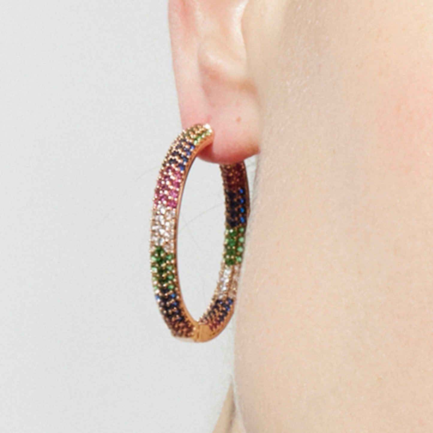 Pendientes con Circonita Multicolor acabado plata - Zanki