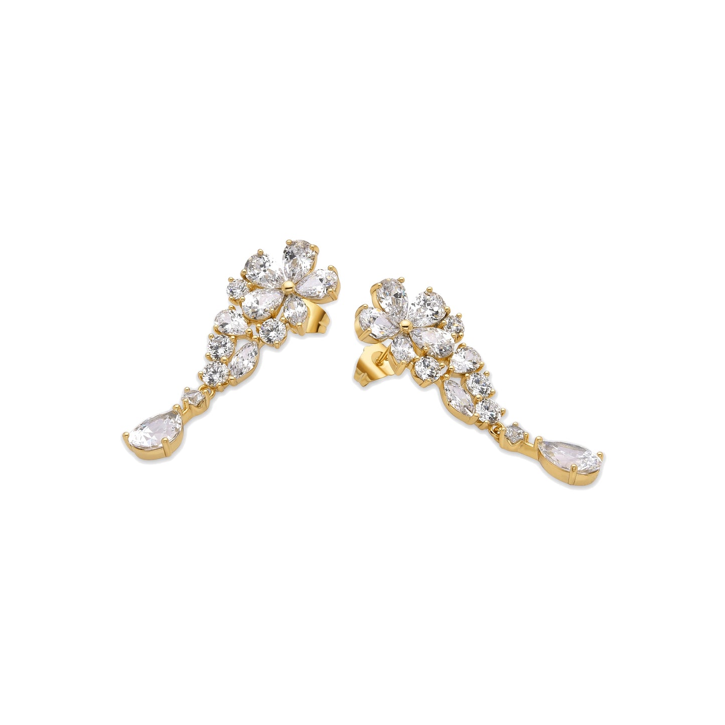 Pendientes con Circonita Brillante acabado oro 18k - Snesy