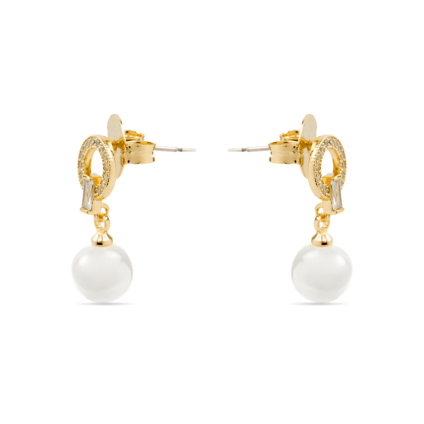 Pendientes con Perla Blanca acabado oro 18k - Hicur