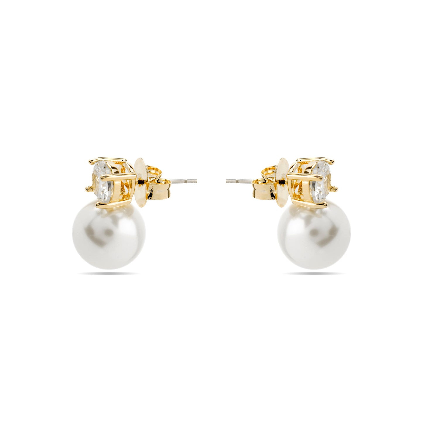 Pendientes con Perla Blanca acabado oro 18k - Pacezu