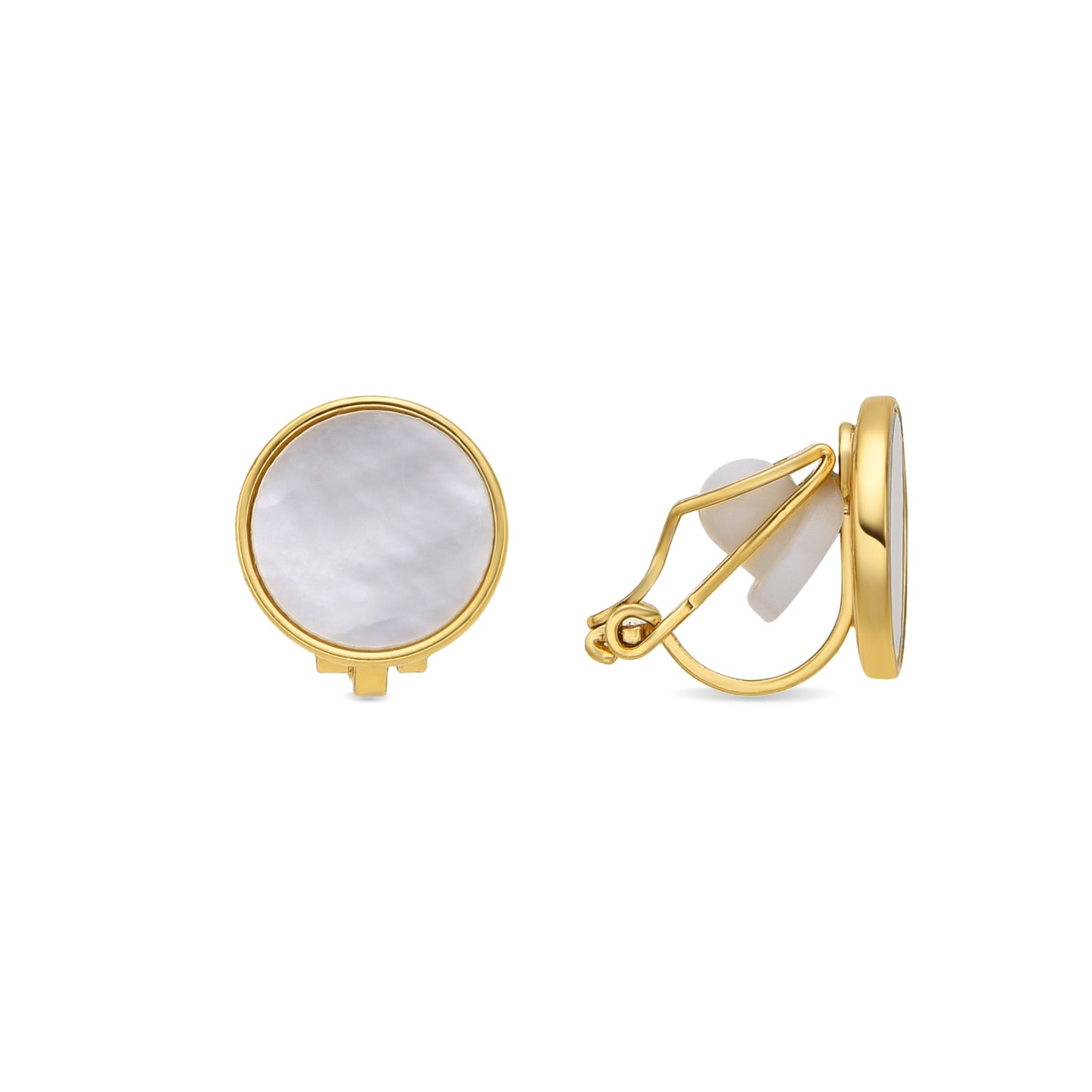 Pendientes acabado oro amarillo de 18k y Madreperla Blanca - Akil