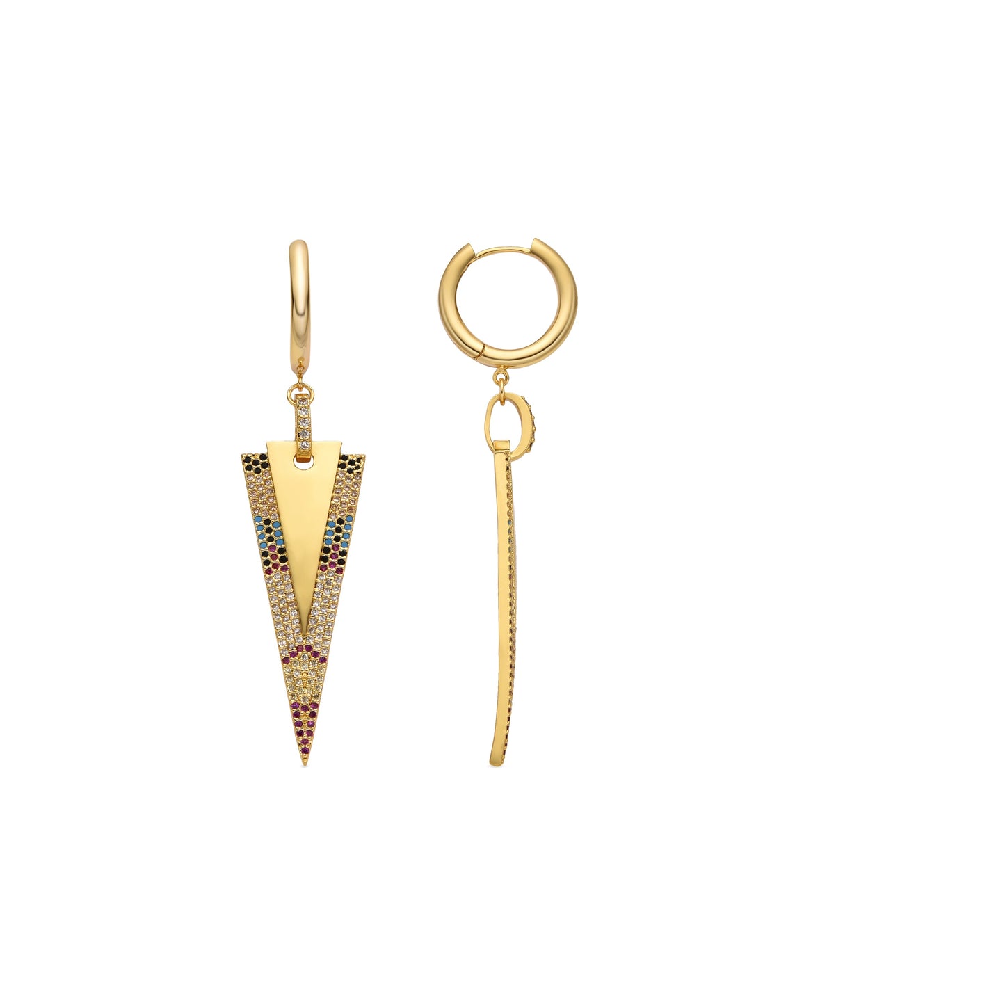 Pendientes con Circonita Multicolor acabado oro 18k - Colix