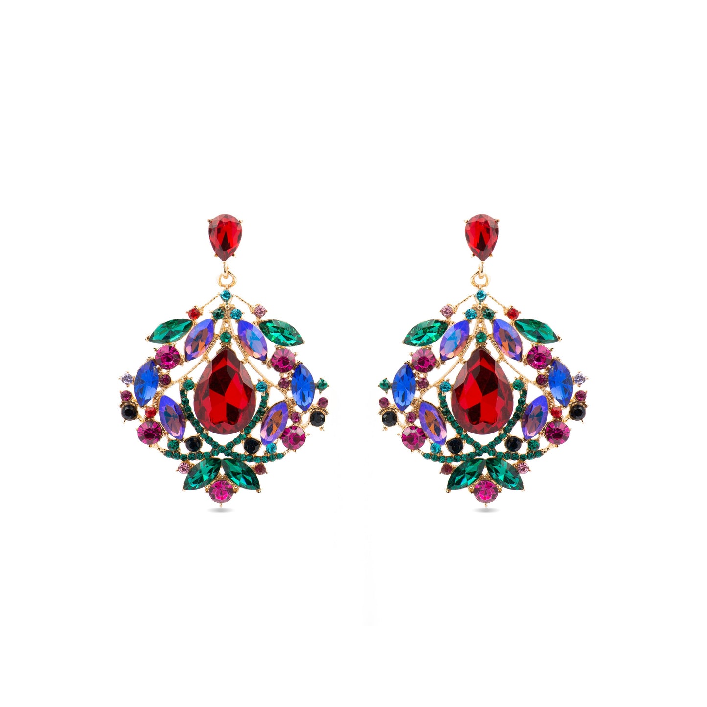 Pendientes con Cristal Multicolor acabado oro 18k - Moken