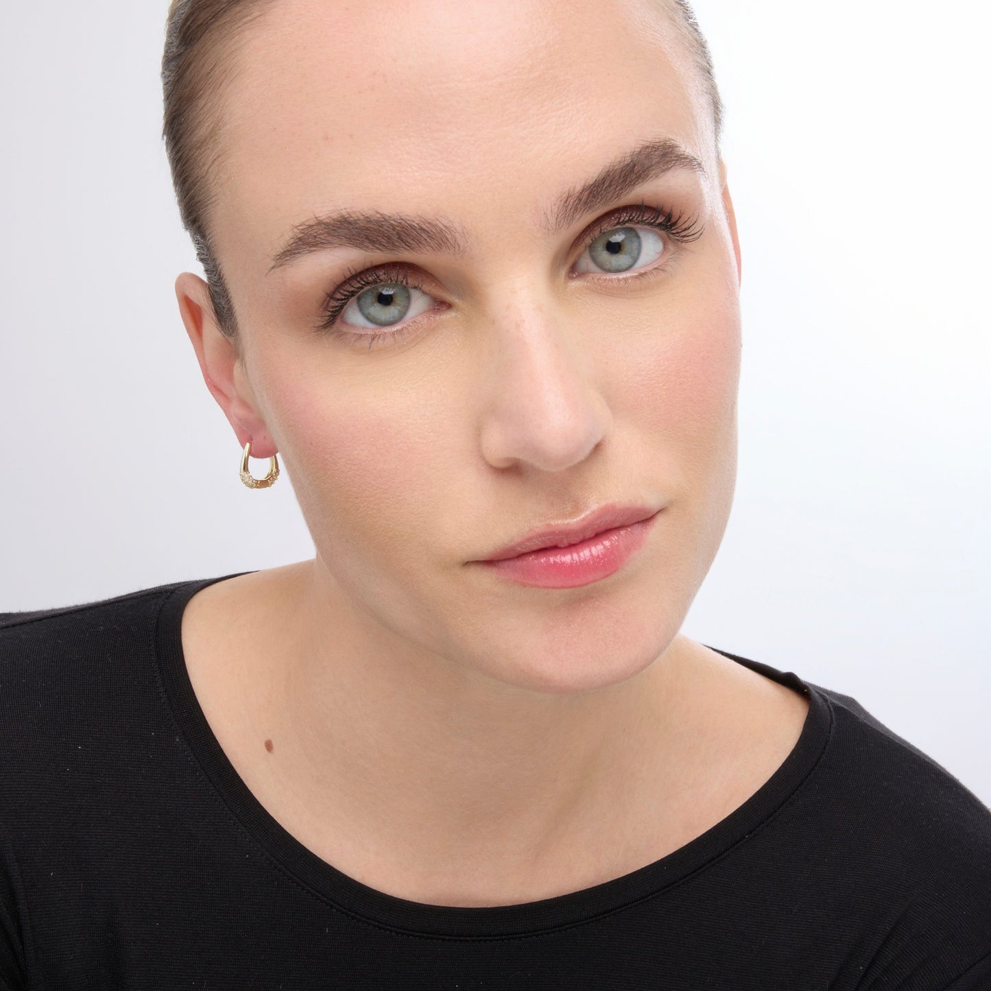 Pendientes acabado oro amarillo de 18k y Circonita Brillante - Redi