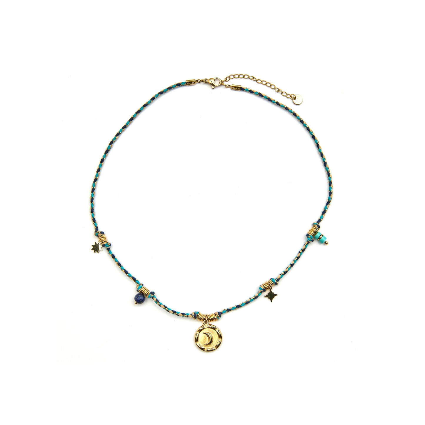 Collar con Cristal Azul Oscuro acabado oro 18k - Liskel