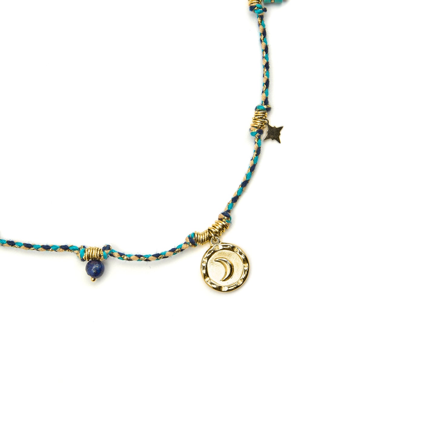 Collar con Cristal Azul Oscuro acabado oro 18k - Liskel