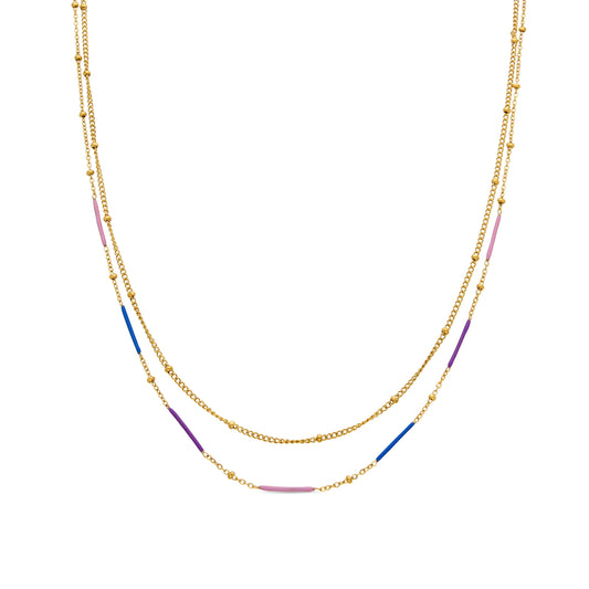 Collar con Lacado Multicolor acabado oro 18k - Lueo