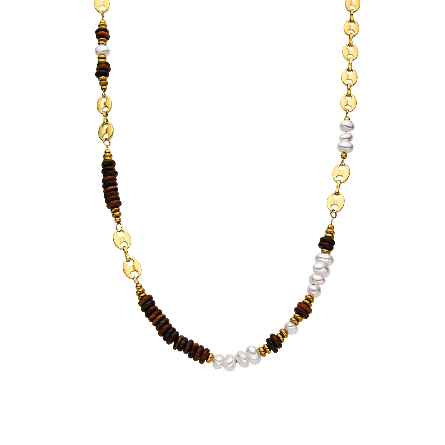 Collar con Ojo de Tigre acabado oro 18k - Kimbalbo