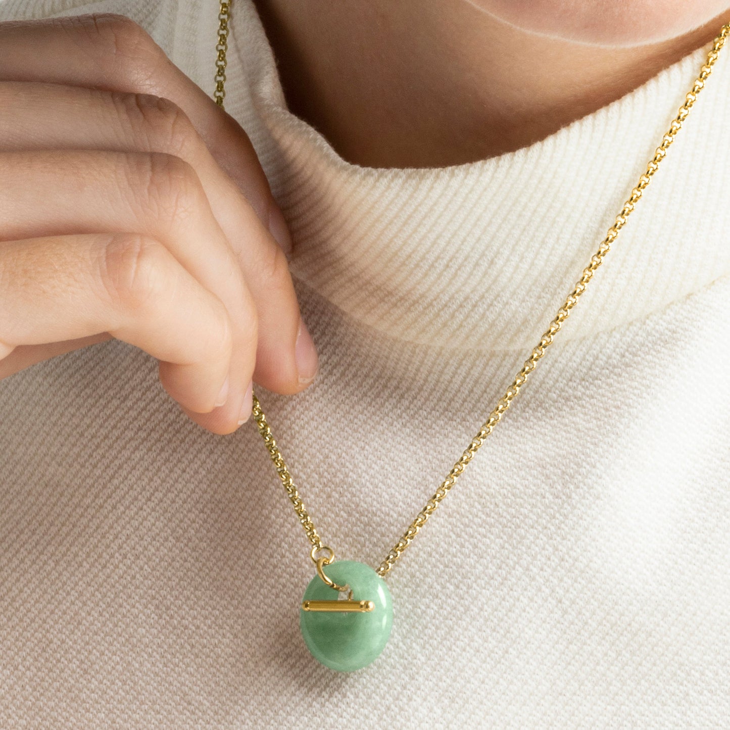 Collar con Jade Verde acabado oro 18k - Zaira