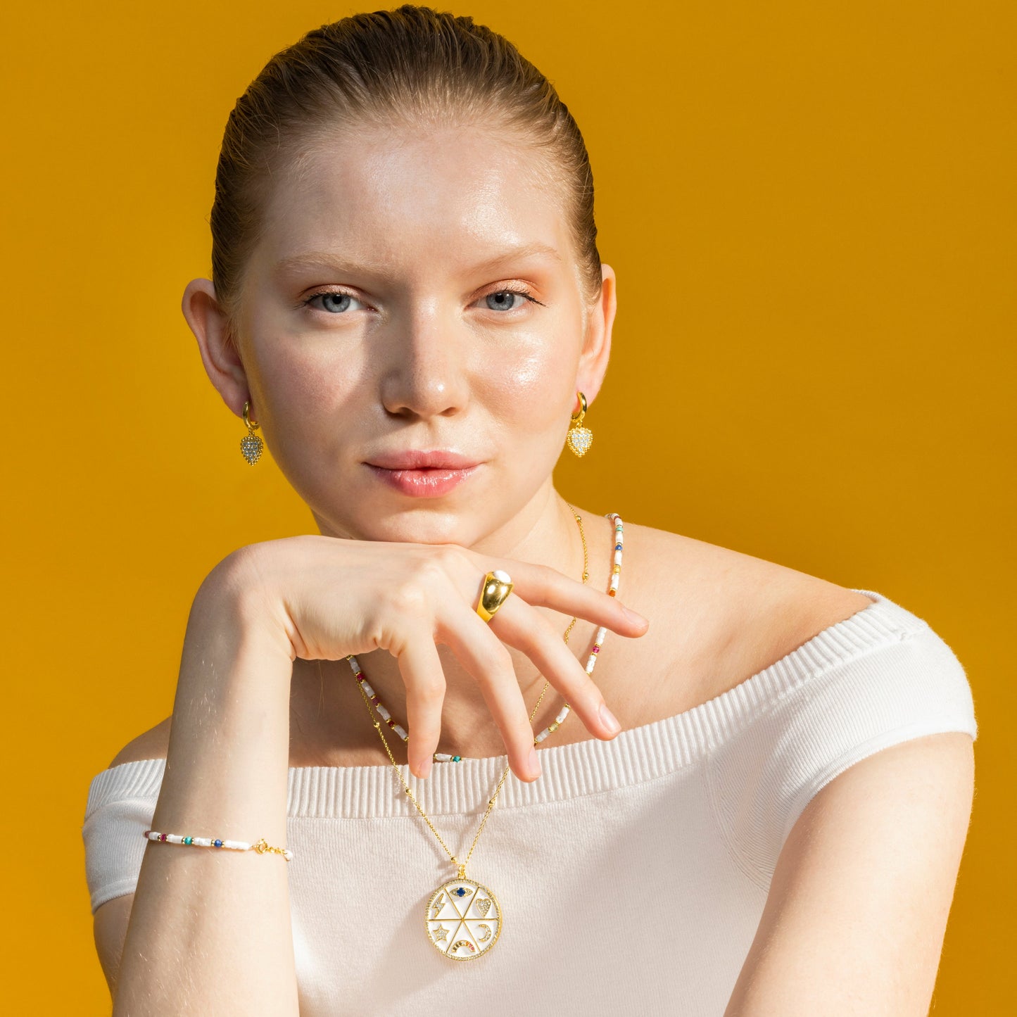 Collar con Circonita Multicolor acabado oro 18k - Thiem