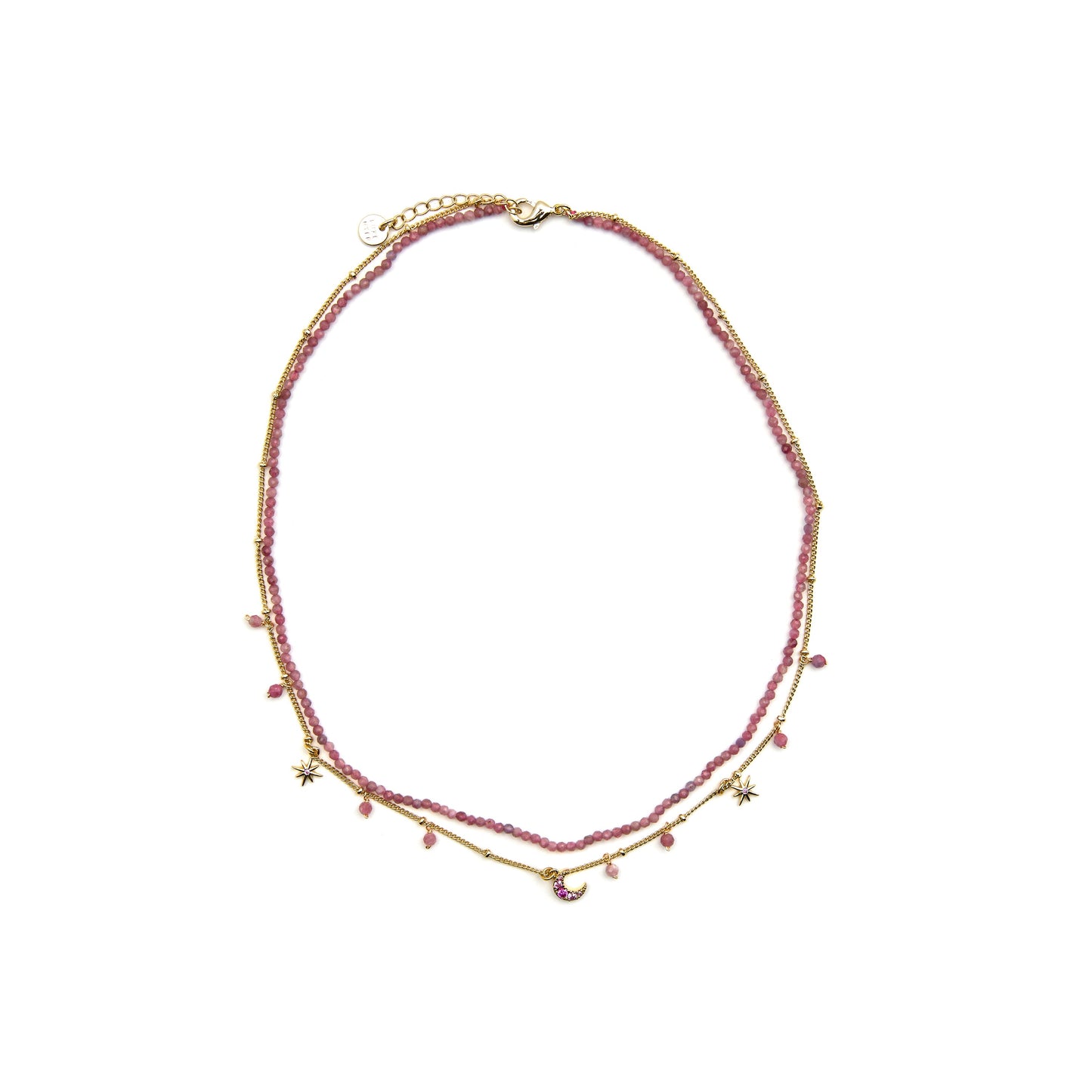 Collar con Cristal Rosa acabado oro 18k - Ethal