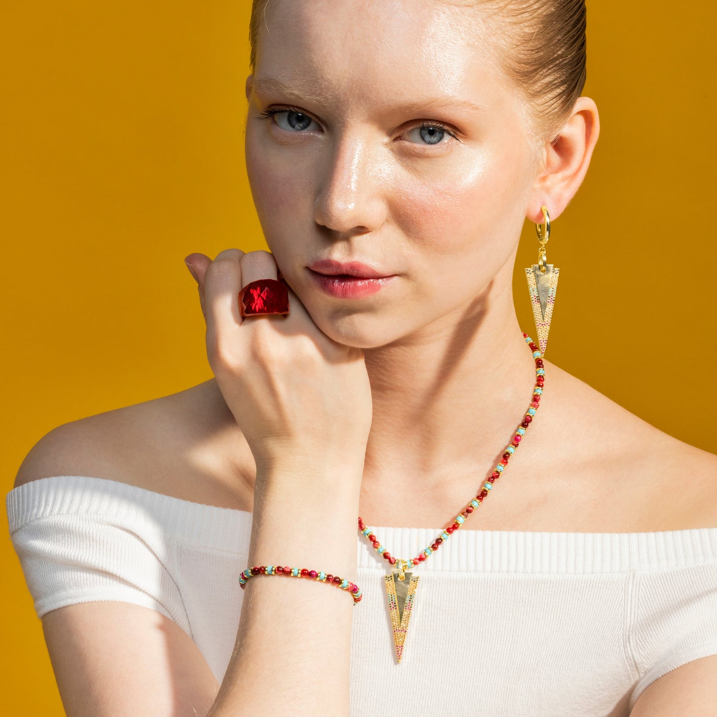 Collar con Circonita Multicolor acabado oro 18k - Colix