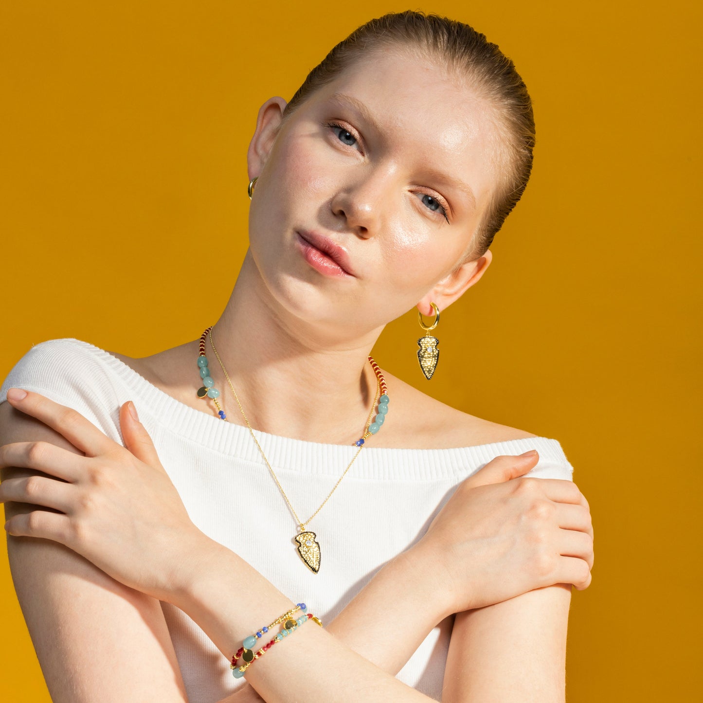 Collar con Cristal Multicolor acabado oro 18k - Ney