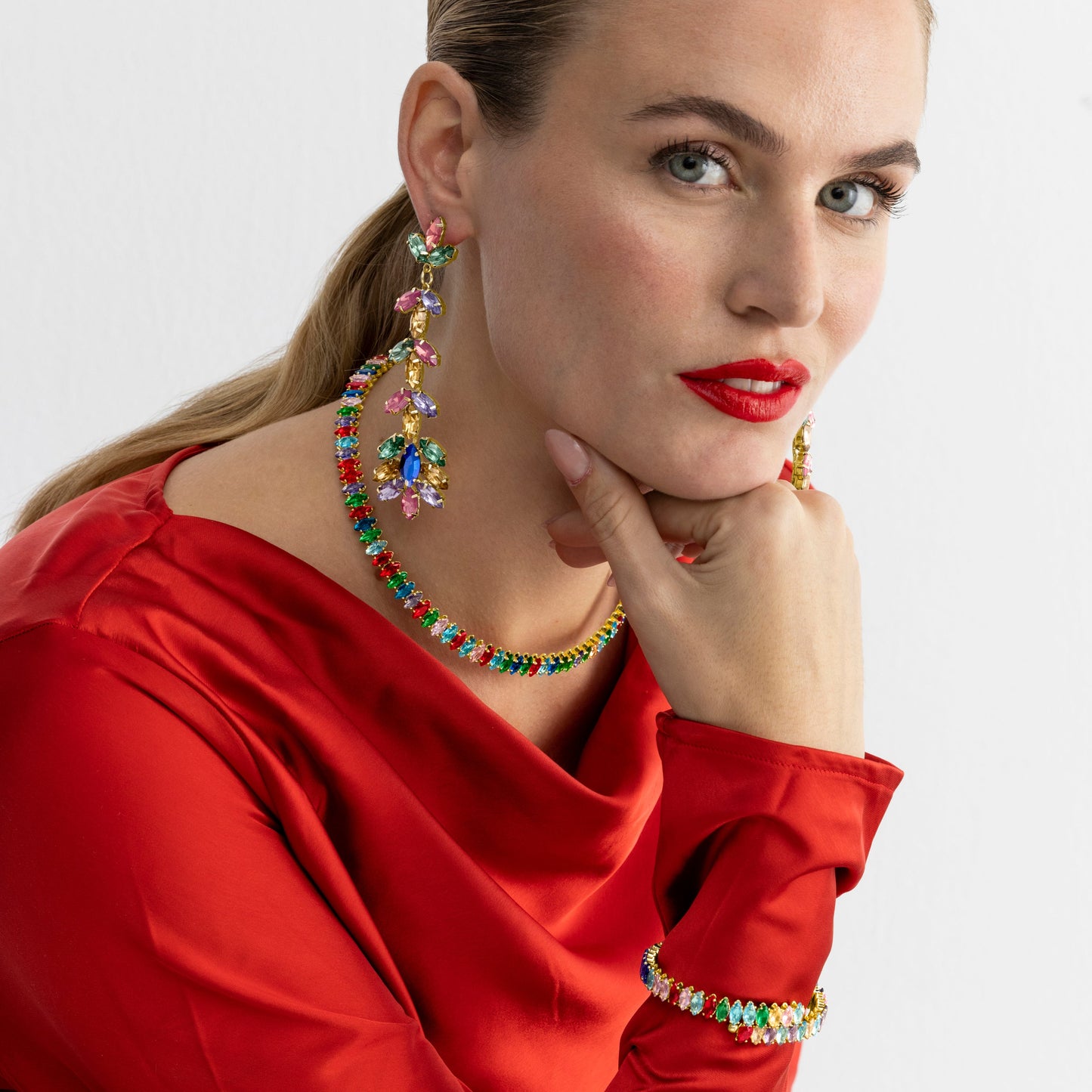 Collar con Cristal Multicolor acabado oro 18k - Nex