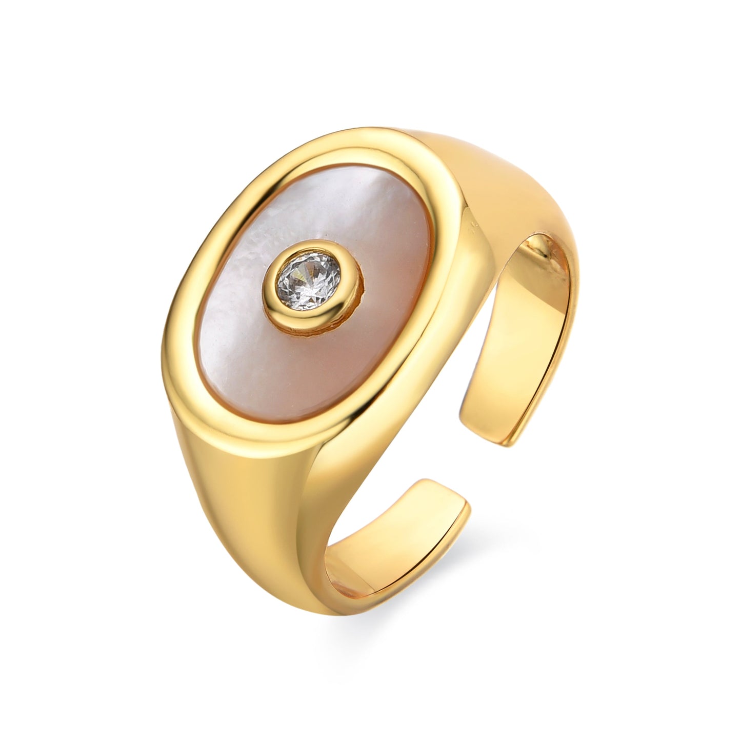 Anillo con Madreperla Blanca acabado oro 18k - Staxo