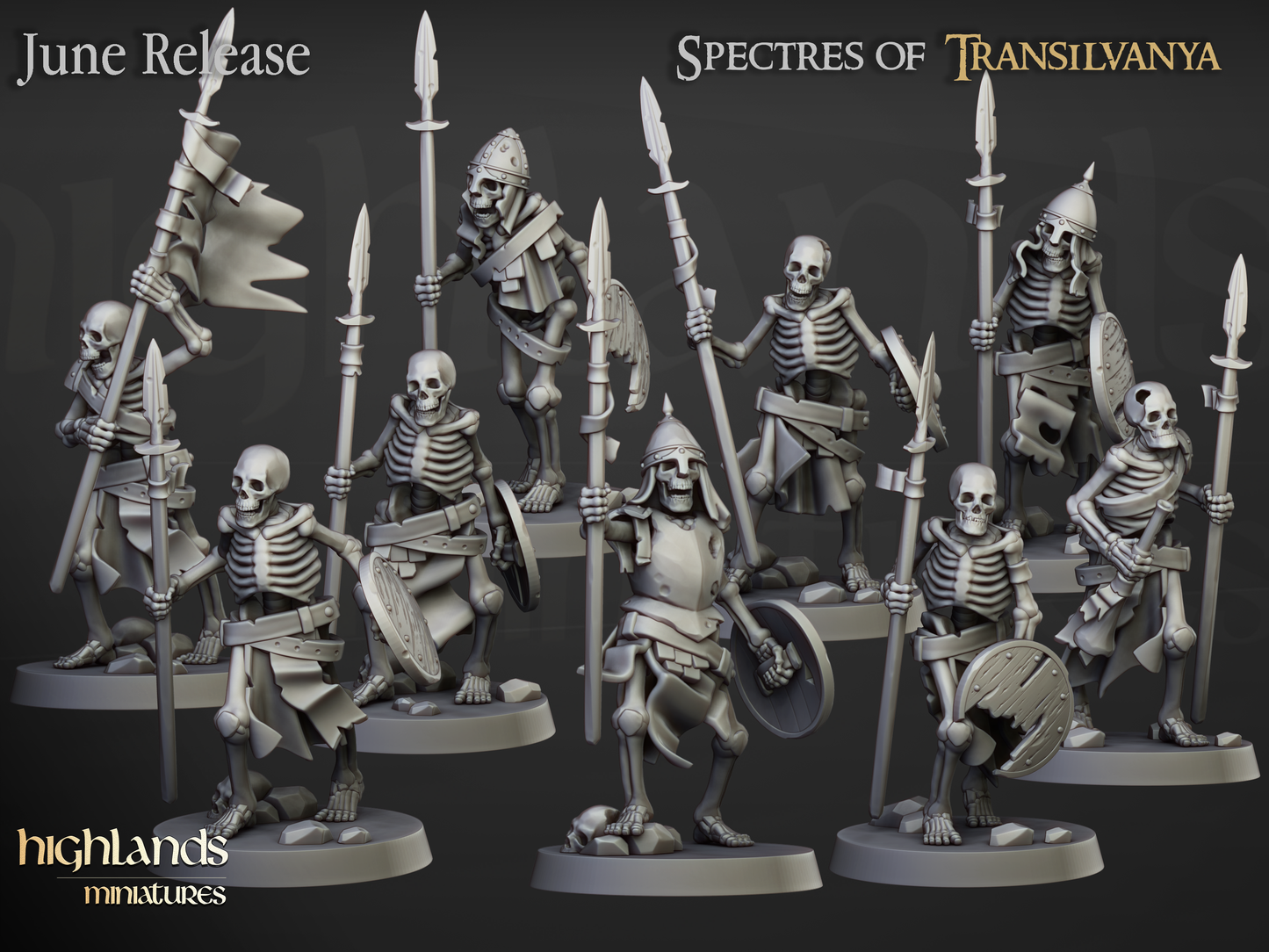 Skeleton Warriors Spearmen, Highlands Miniatures