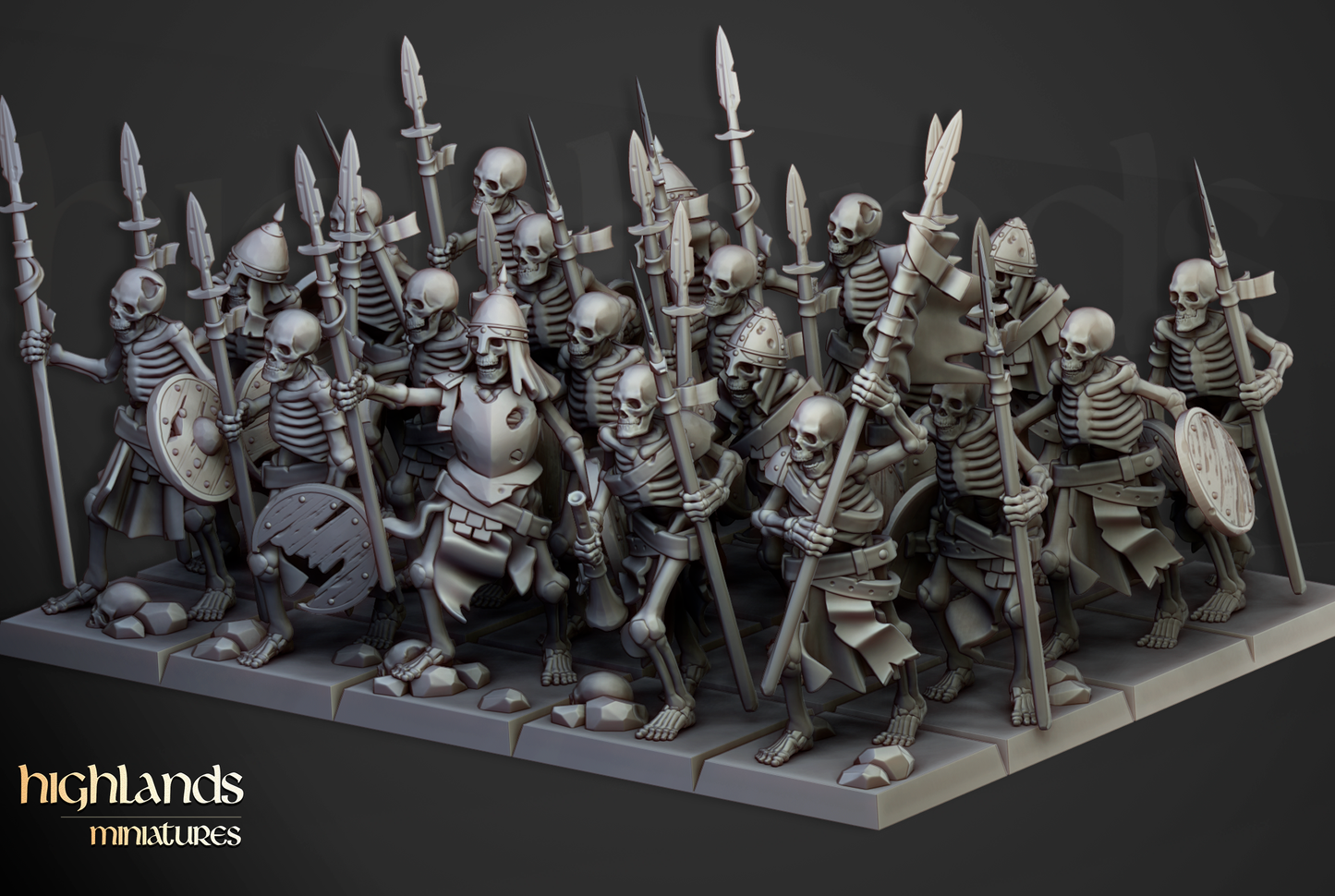 Skeleton Warriors Spearmen, Highlands Miniatures