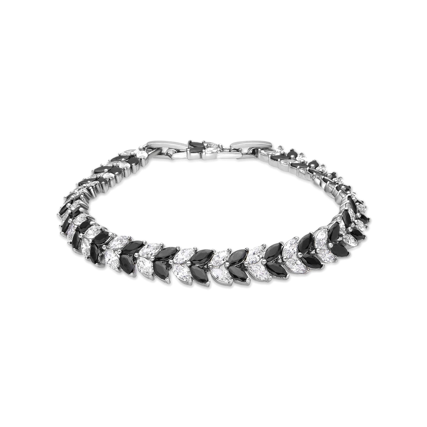 Pulsera con Circonita Onix acabado plata - Mabela