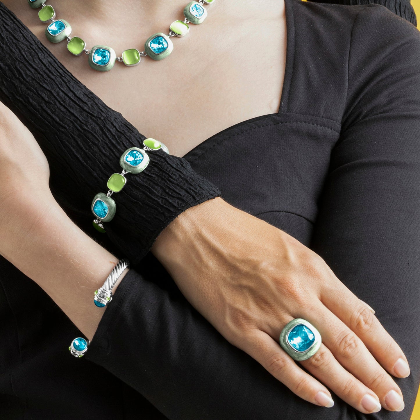 Pulsera con Cristal Azul acabado plata - Danio