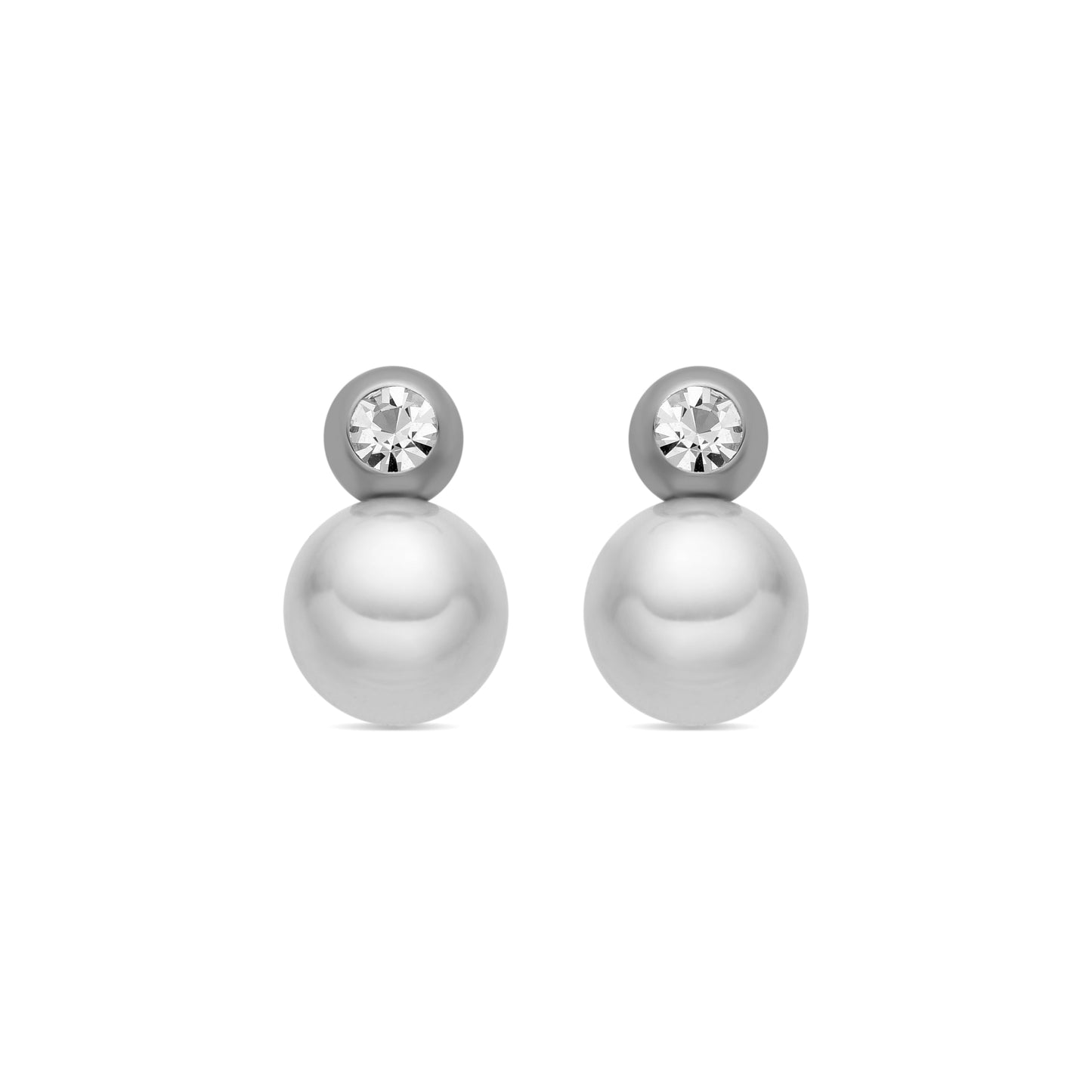 Pendientes con Perla Blanca acabado plata - Asny