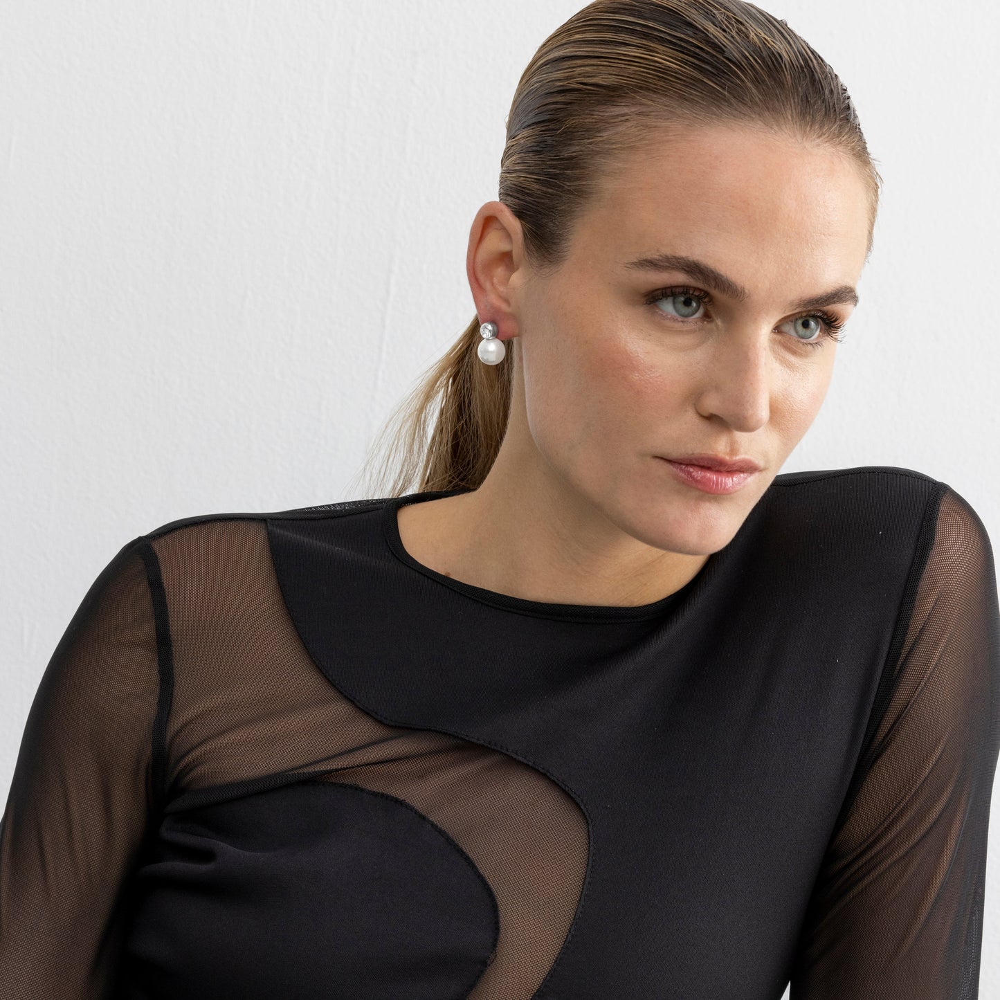 Pendientes con Perla Blanca acabado plata - Asny