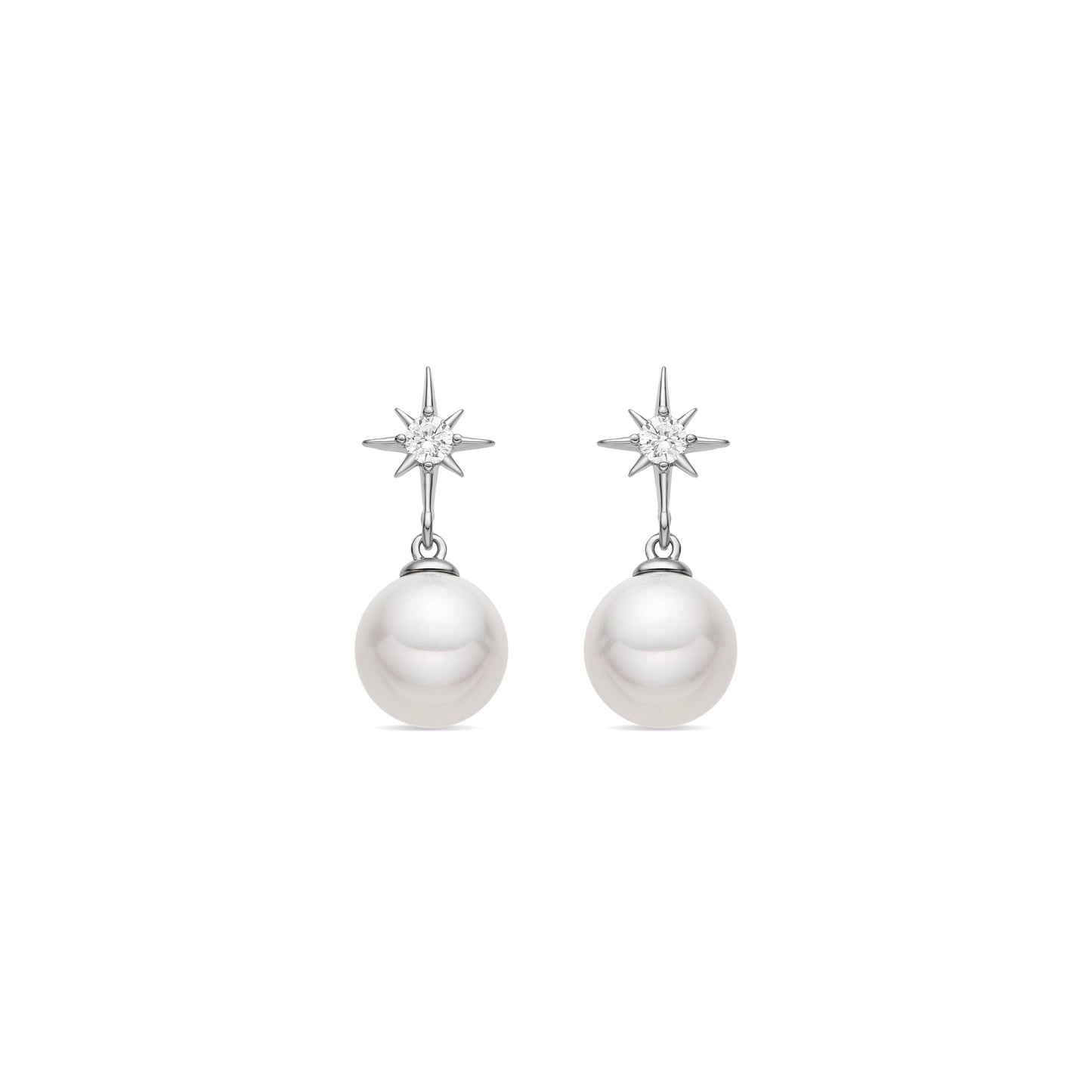 Pendientes con Perla Blanca acabado plata - Miara