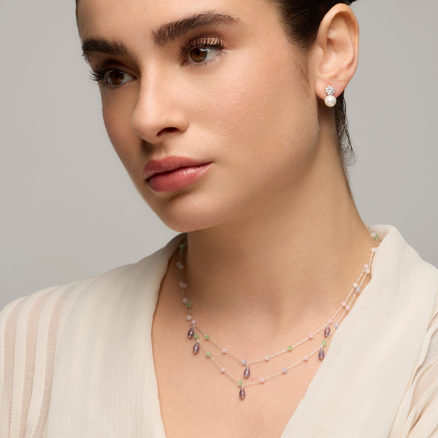 Pendientes acabado plata y Perla Blanca - Zioka