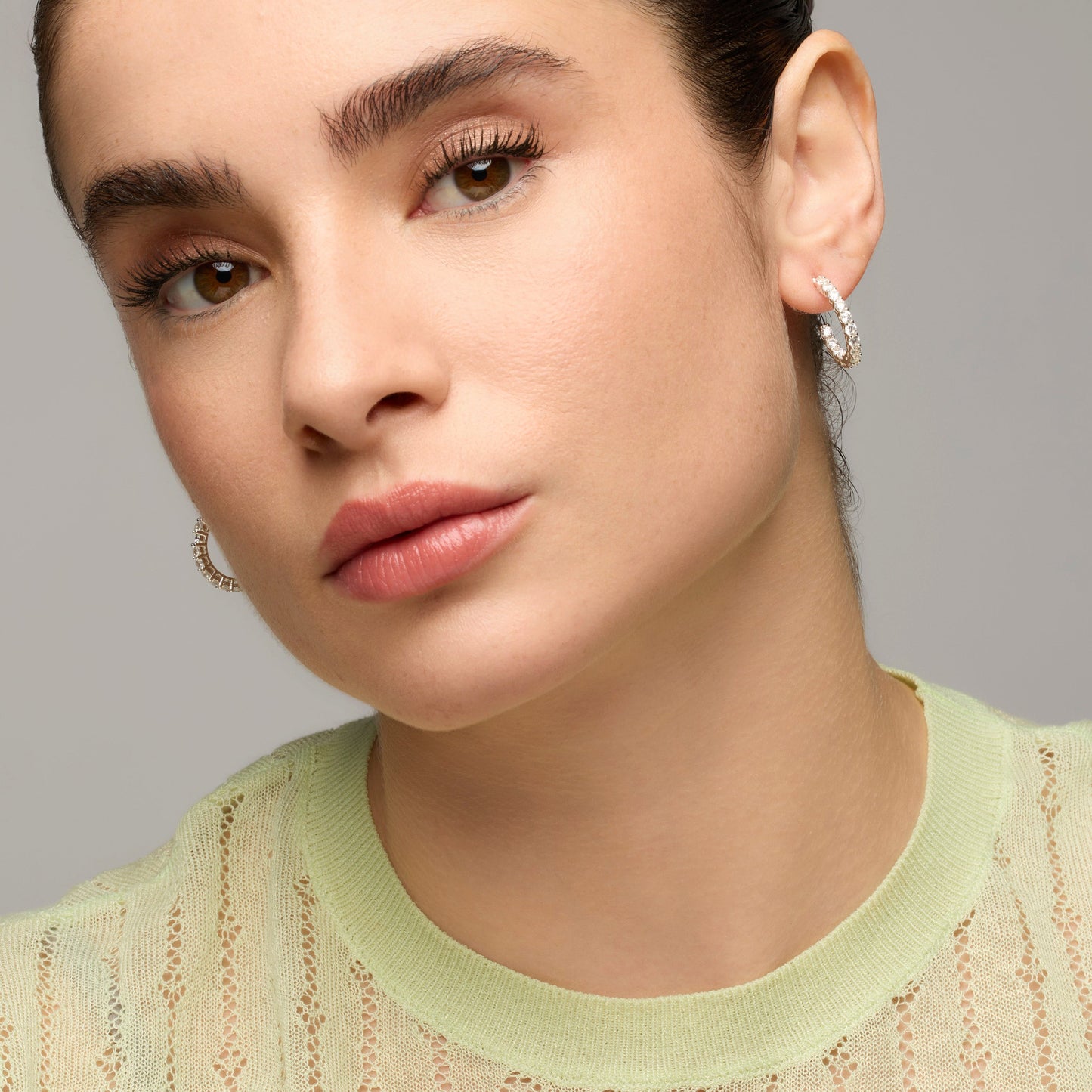 Pendientes acabado plata y Circonita Brillante - Koson