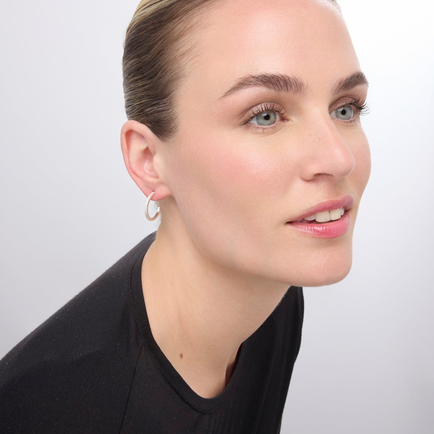 Pendientes acabado plata y Circonita Brillante - Koson