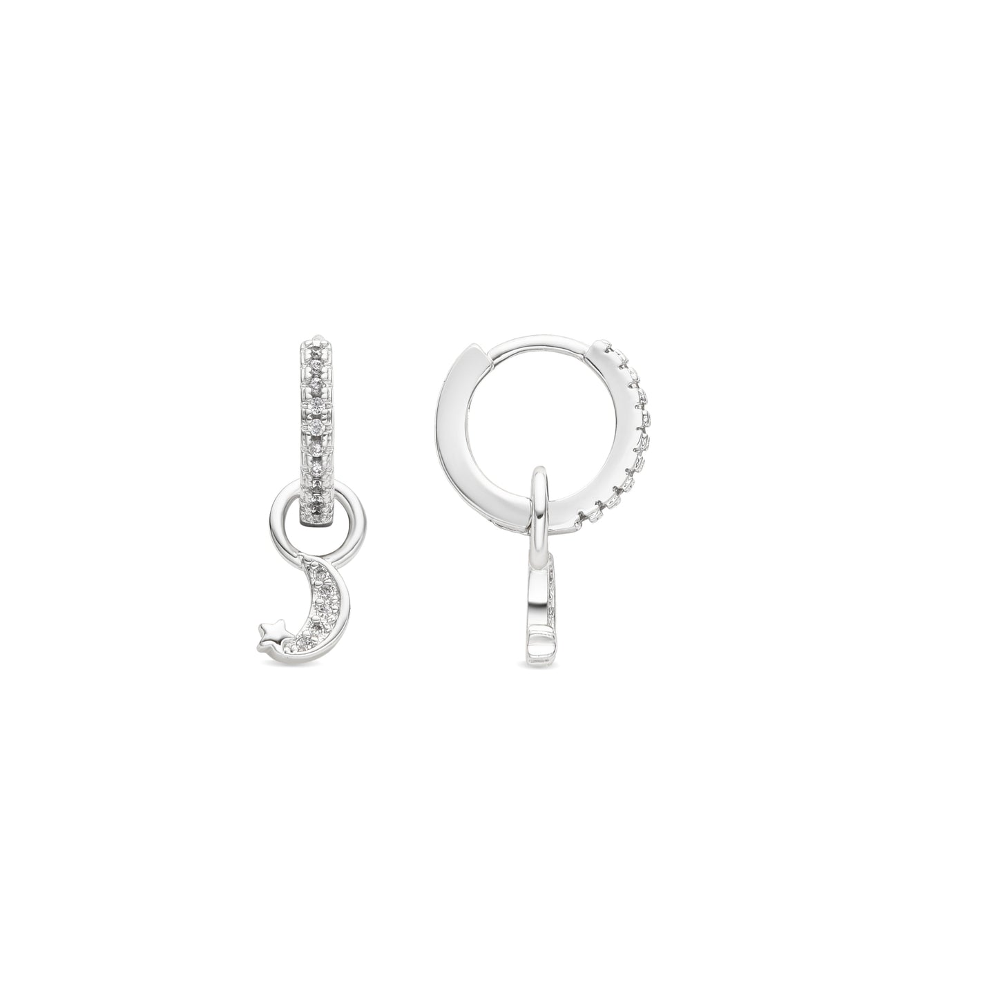 Pendientes acabado plata y Circonita Brillante - Lingma