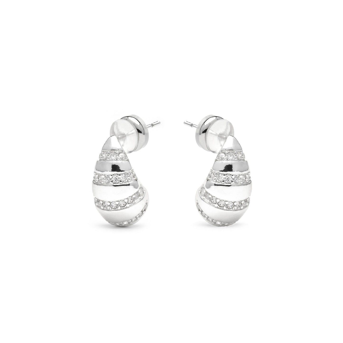 Pendientes acabado plata y Circonita Brillante - Imaspa