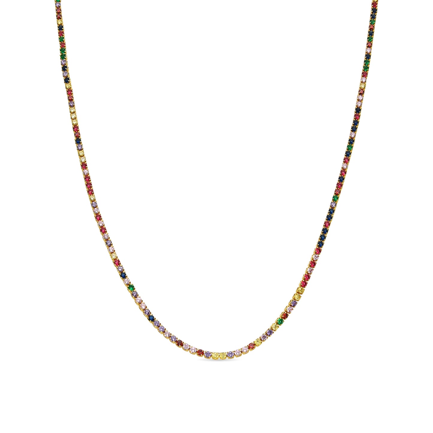 Collar con Circonita Multicolor acabado plata - Serly